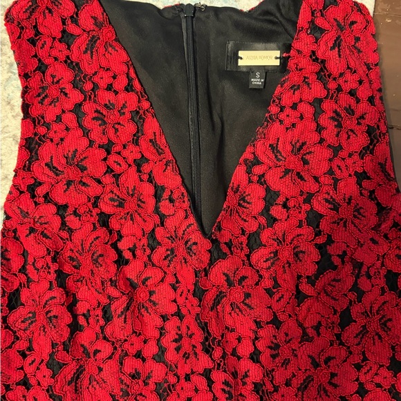 Alexia Admor Red Black Lace Midi Dress Women's Small Sleeveless Cocktail  Party